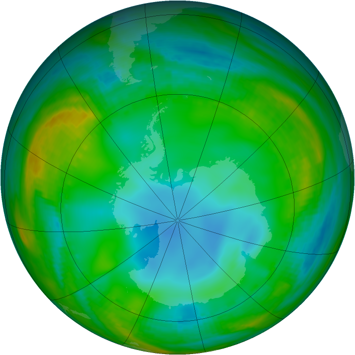 Antarctic ozone map for 09 July 1989